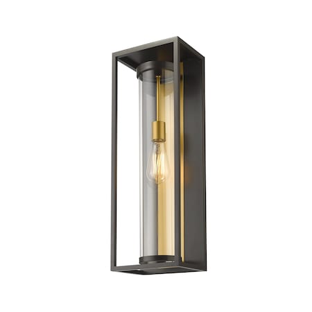 Dunbroch 1 Light Outdoor Wall Sconce, Deep Bronze + Outdoor Brass & Clear